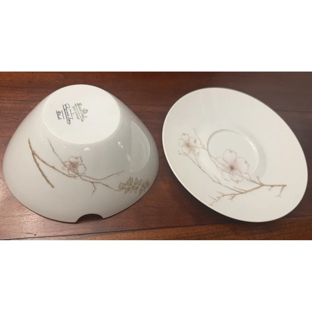 Rosenthal Continental Raymond Loewy Blush Gravy Boat w/ Underplate MCM Pink Gold